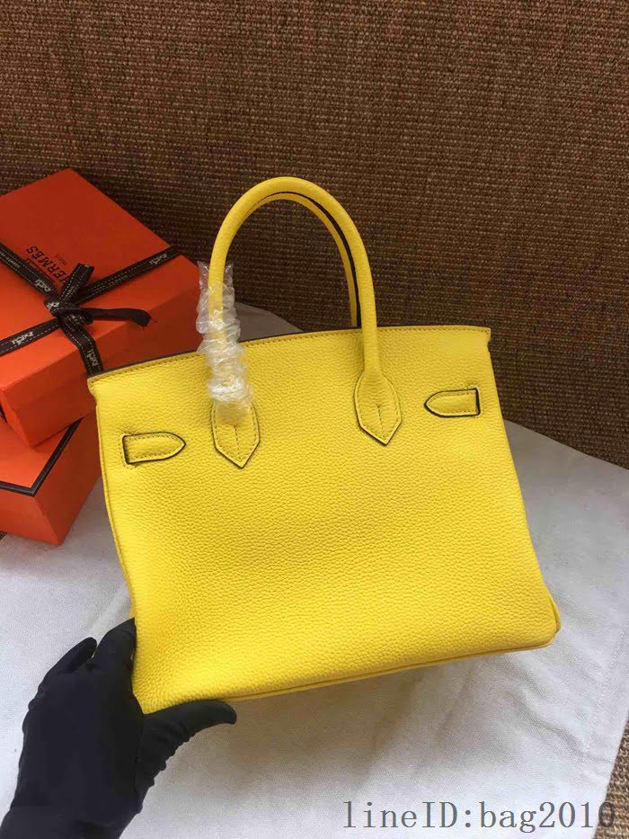 愛馬仕HERMES Birkin 鉑金包 黃色 進口小牛皮 金銀扣 皮質細膩柔軟 時尚女手提包  tdher1137
